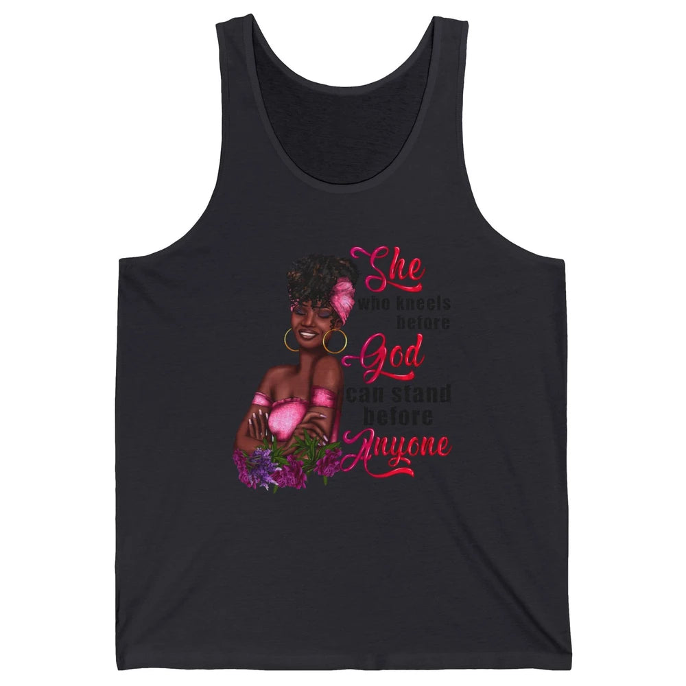 Black Girl She Who Kneels Before God Christian Afro Women Unisex Jersey Tank