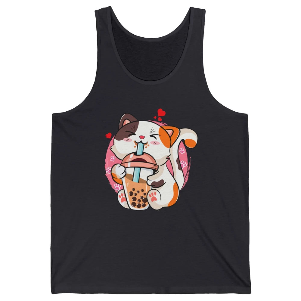 Boba Tea Cat Kawaii Cat Drink Milk Tea Kawaii Boba Cat Lover Unisex Jersey Tank