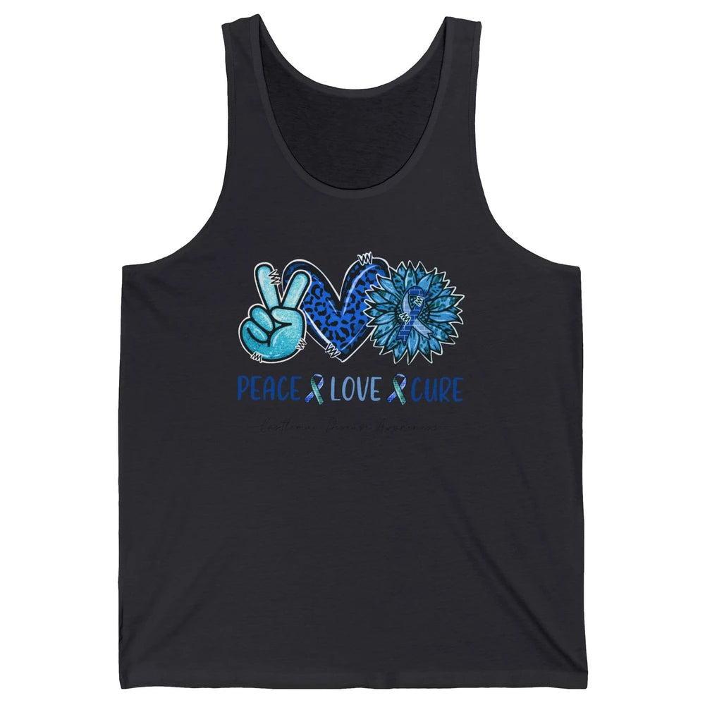 Castleman Disease Awareness Blue Ribbon Peace Love Cure Unisex Jersey Tank