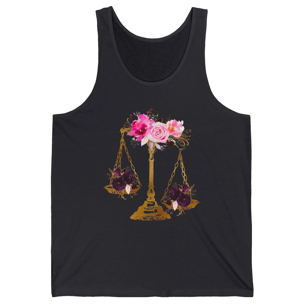 Wildflowers Lawyer Office Scales Roses Justice Law School Unisex Jersey Tank