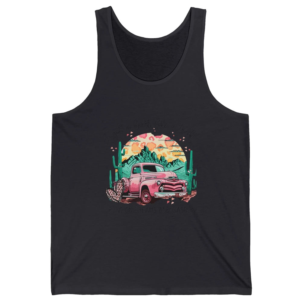 Western Sunset Cowgirl I Got Heart Like Truck Rodeo Cactus Unisex Jersey Tank