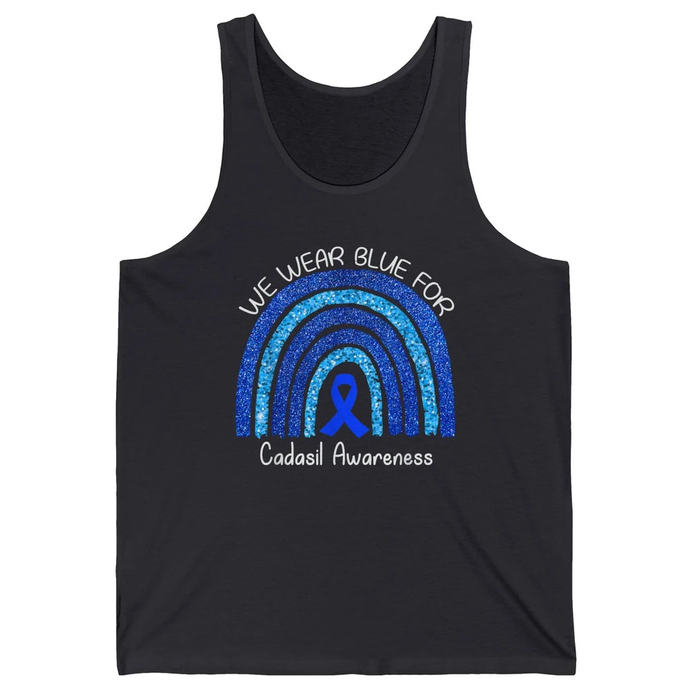 We Wear Blue Rainbow For Cadasil Awareness Month Blue Ribbon Unisex Jersey Tank