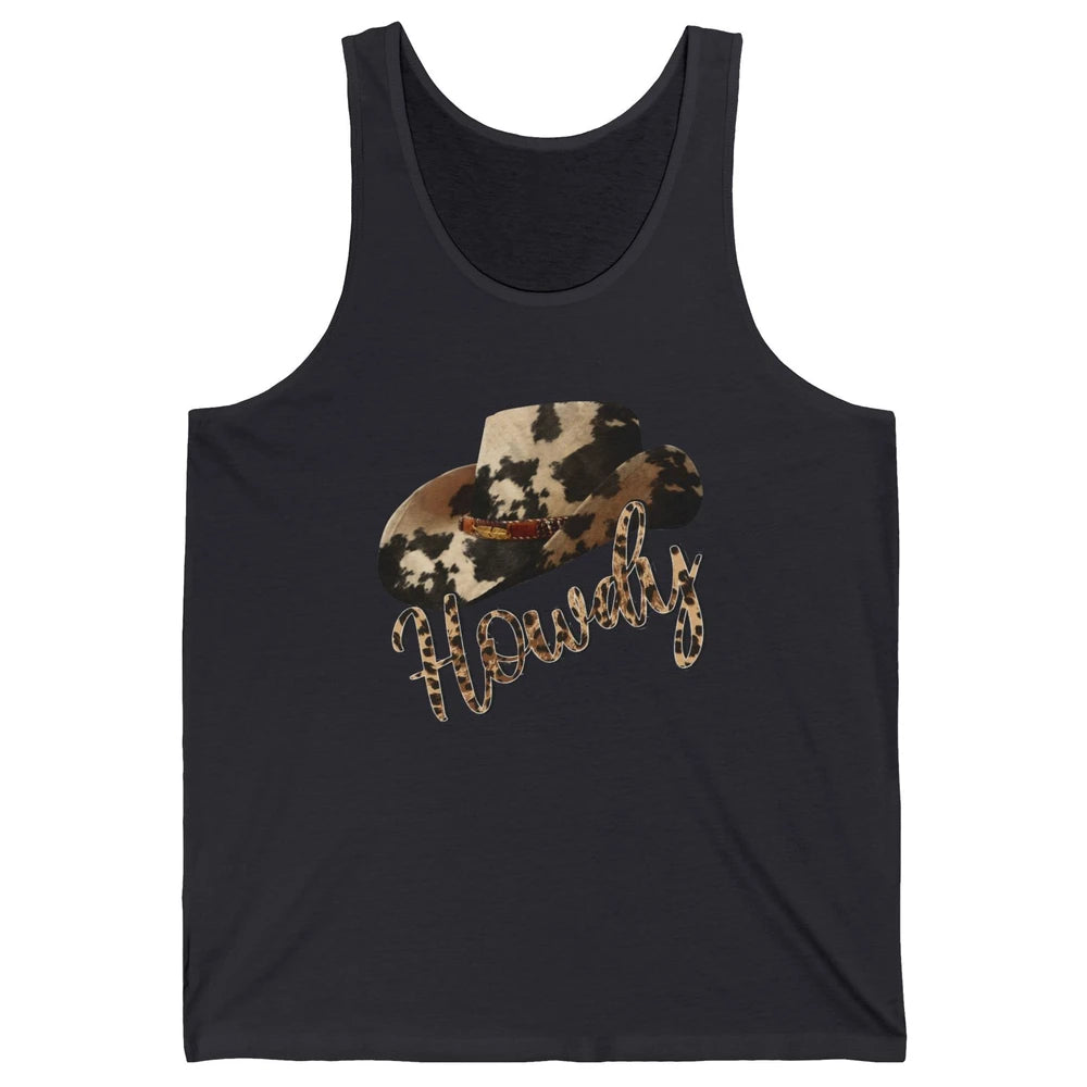 Vintage Leopard Cowboy Hat Howdy Western Country Cowgirls Unisex Jersey Tank