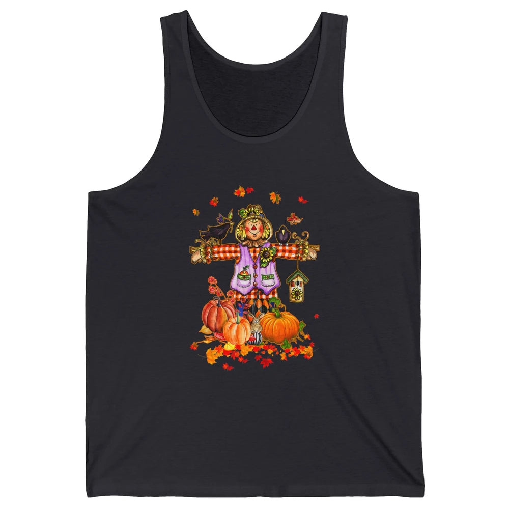 Scarecrow Autumn Hello Fall Pumpkin Thanksgiving Halloween Unisex Jersey Tank