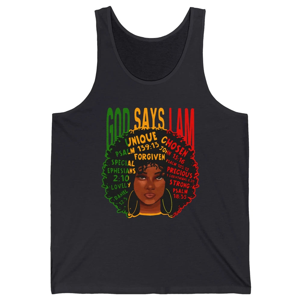 Afro Woman God Say I Am Black Melanin African American Woman Unisex Jersey Tank