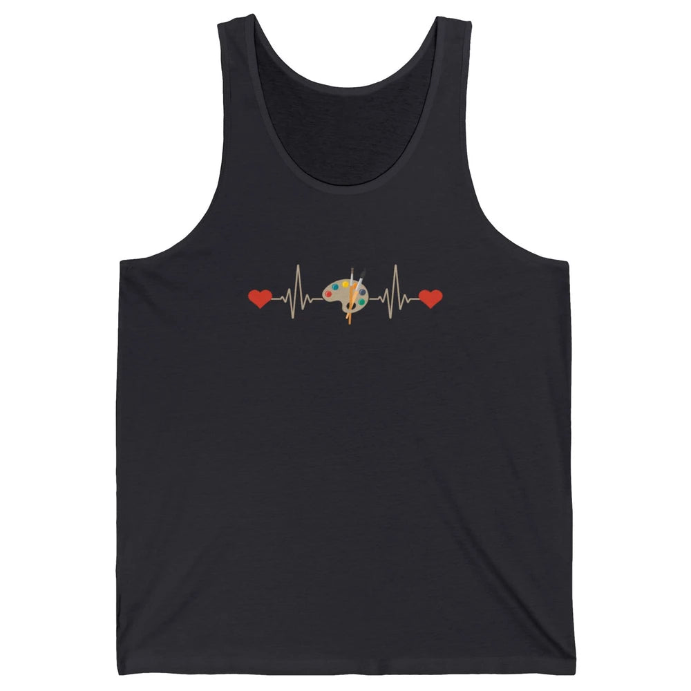 Art Paint Palette Brush Heartbeat Painter Artist Retro Paint Unisex Jersey Tank