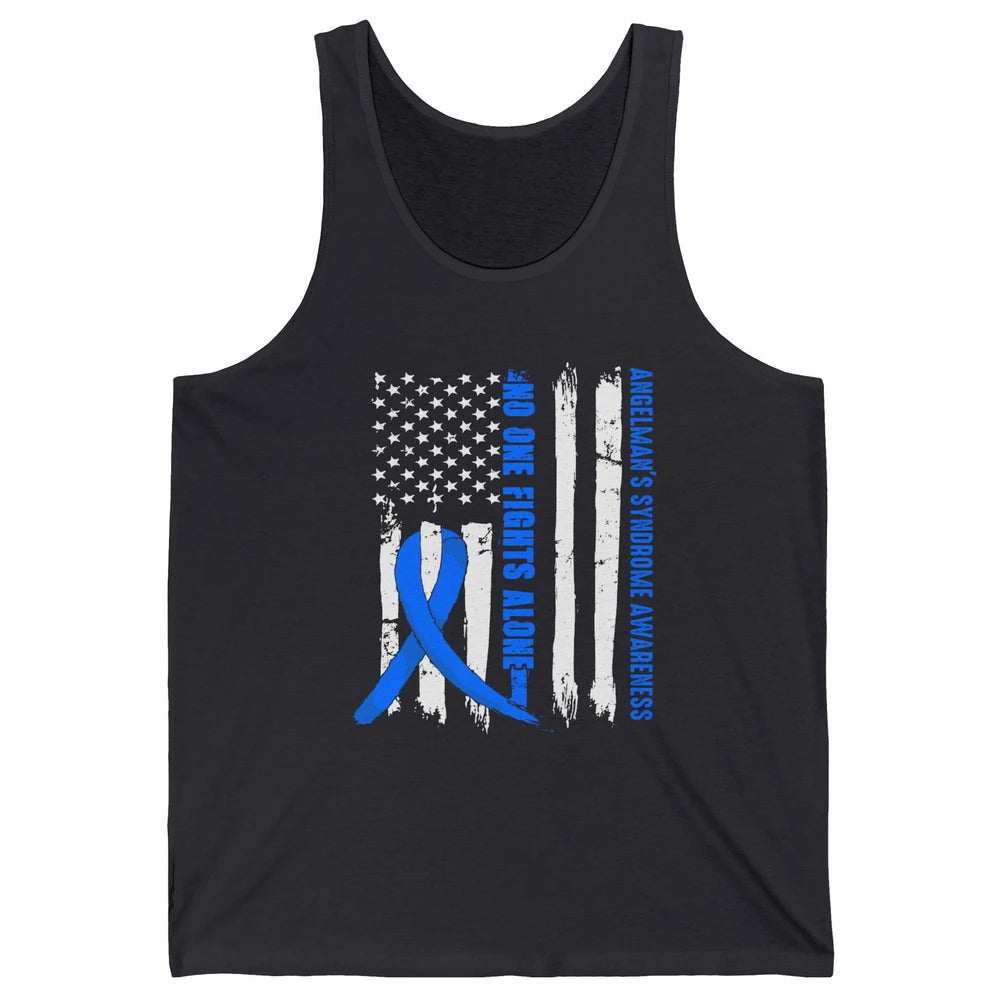 US Flag Angelman's Syndrome Blue Ribbon No One Fight Alone Unisex Jersey Tank