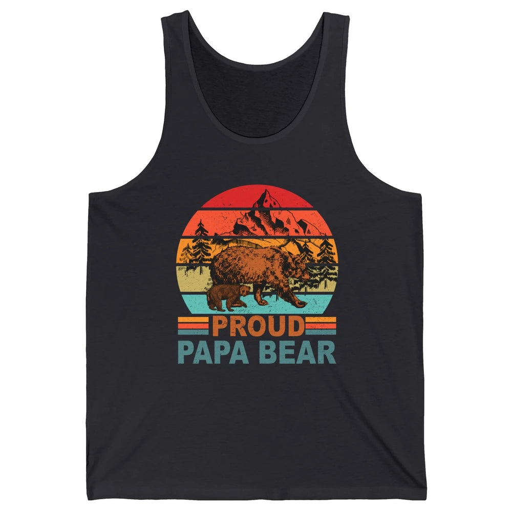 Vintage Mountain Proud Papa Bear Baby Bear Fathers Day Unisex Jersey Tank