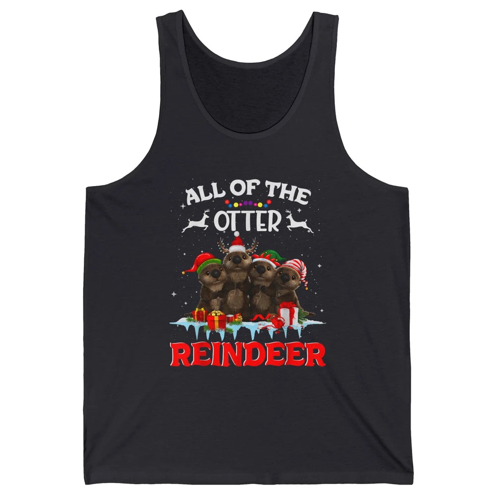 Merry Christmas All Of Otter Reindeer Funny Xmas Santa Hat Unisex Jersey Tank