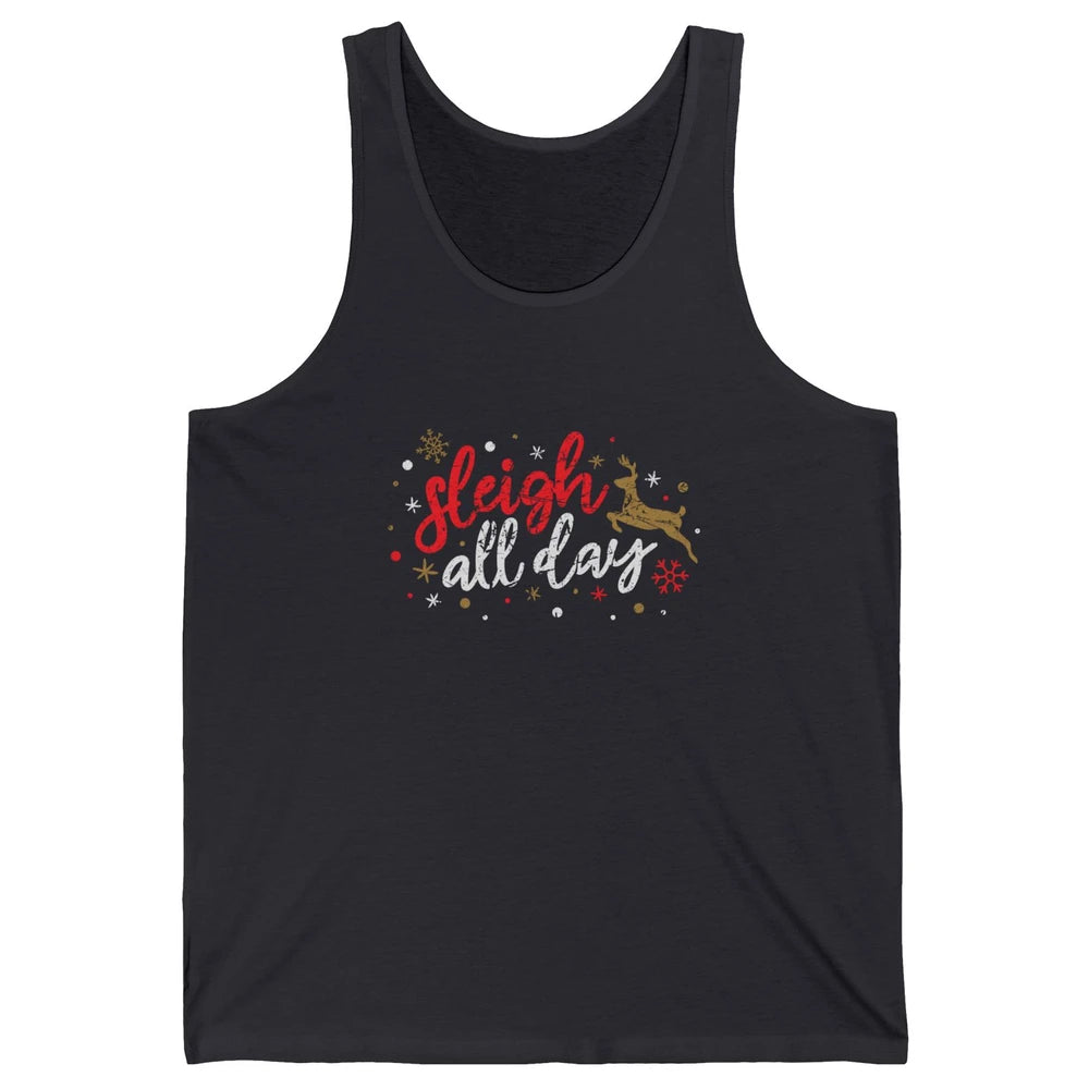 Sleigh All Day Xmas Reindeer Retro Merry Christmas Lights Unisex Jersey Tank