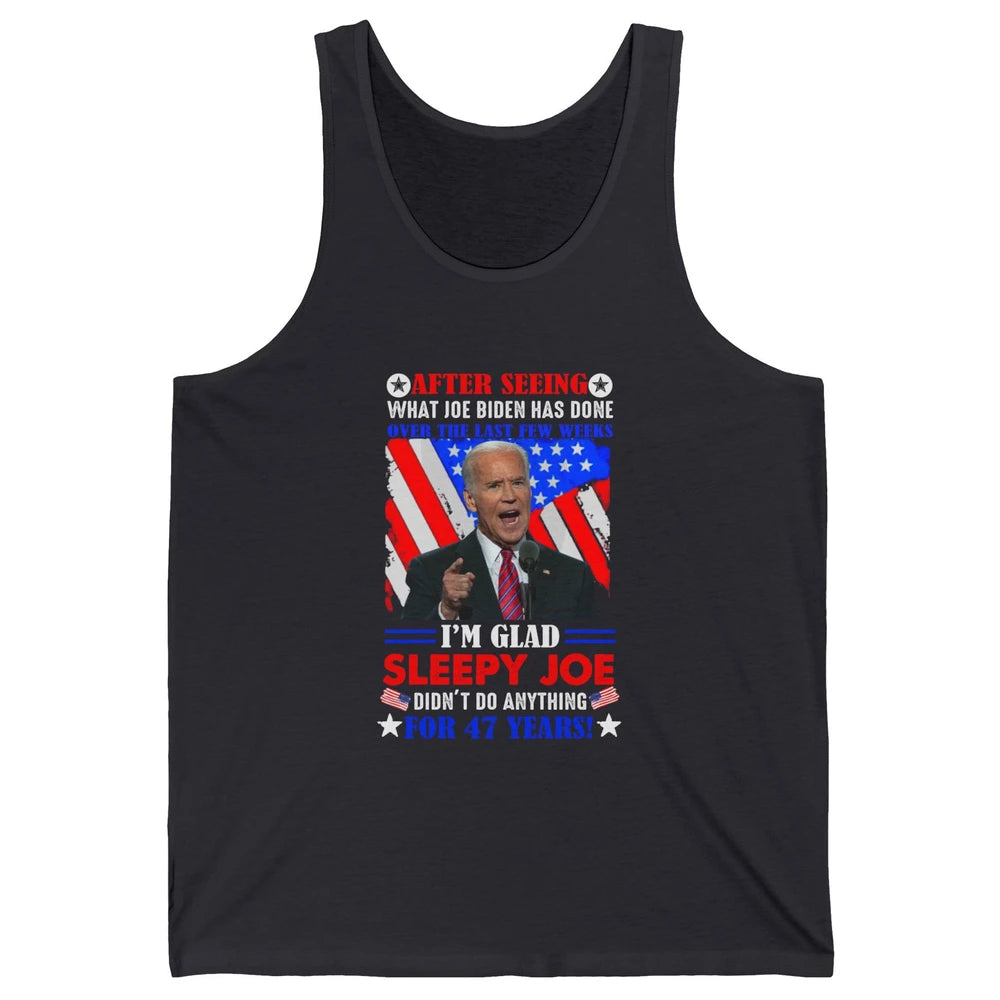 US Flag Joe Biden Didn't Do Anything 47 Years Anti Liberals Unisex Jersey Tank