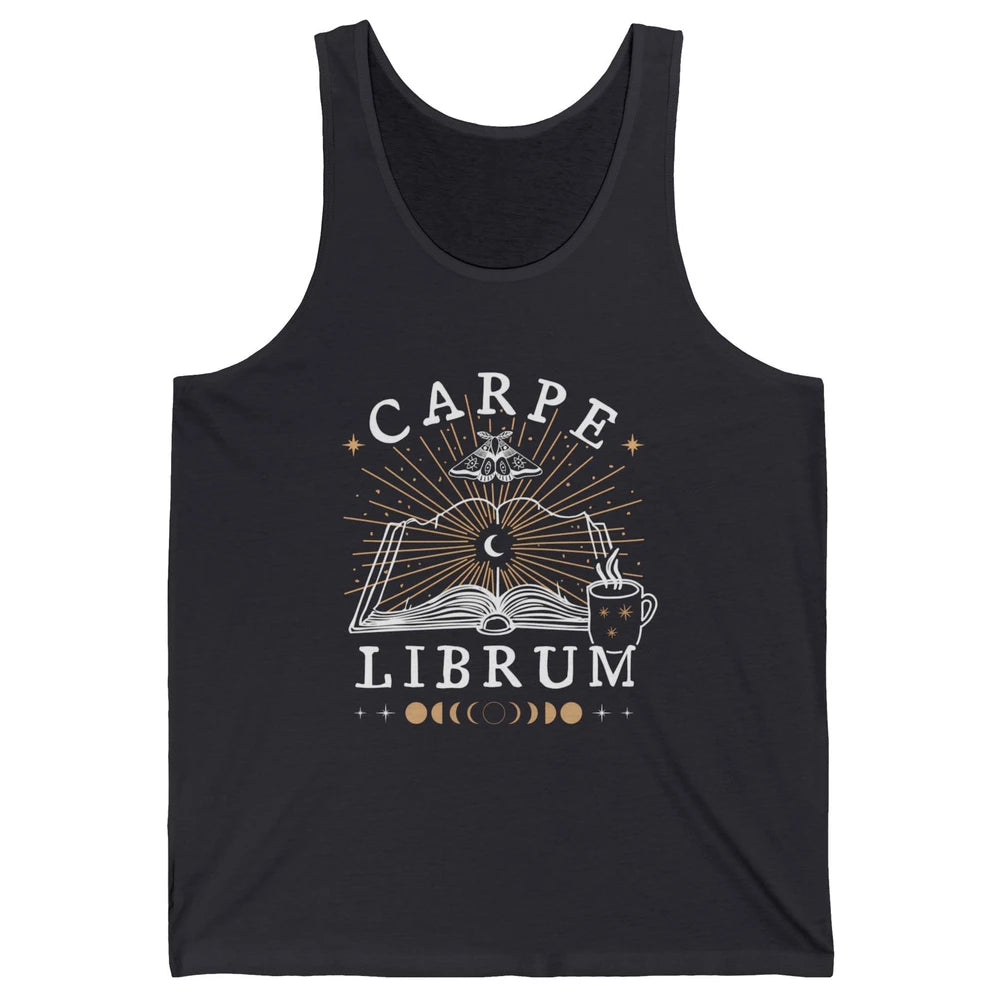 Carpe Librum Dark Academia Aesthetic Moth Book Witchy Gothic Unisex Jersey Tank