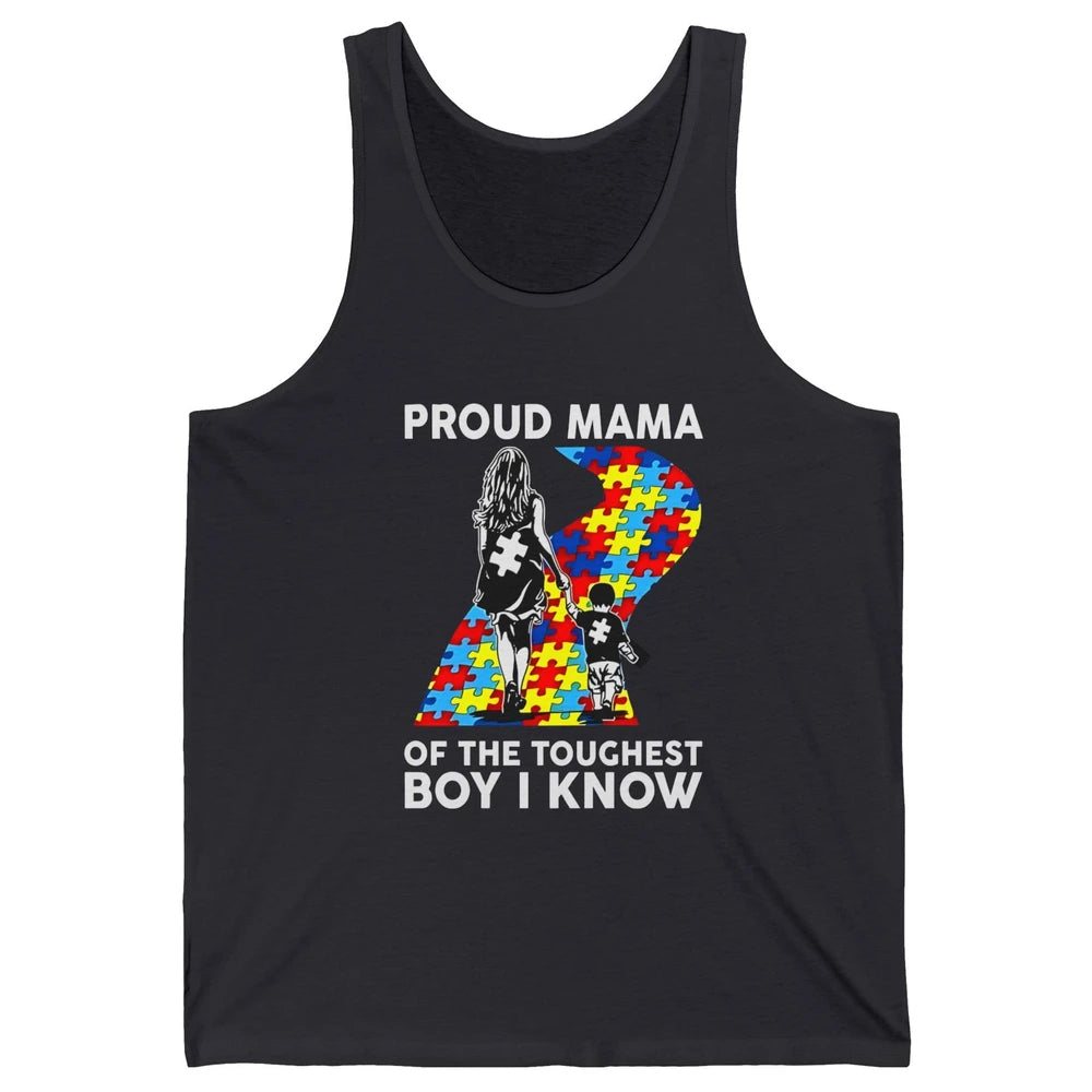 Autism Mom Proud Mama Of The Toughest Boy I Know Autism Unisex Jersey Tank