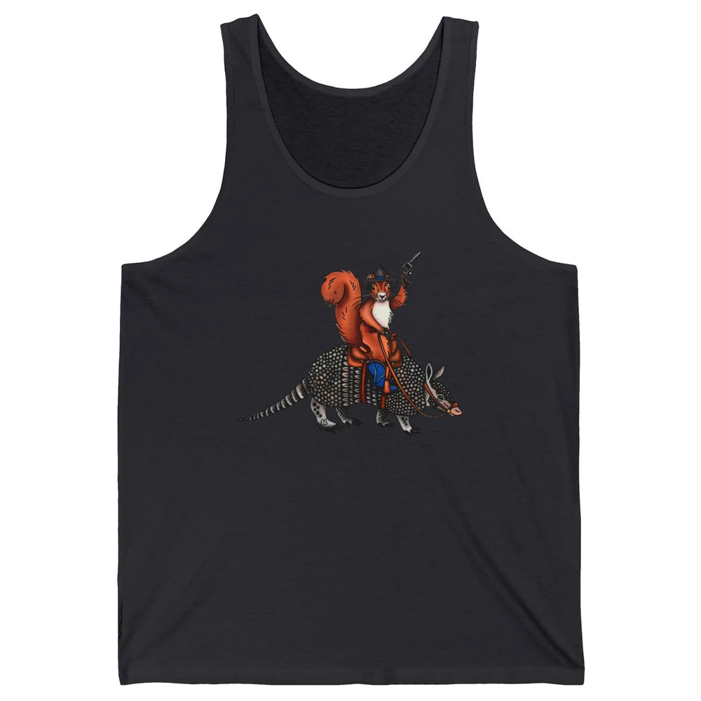 Retro Squirrel Cowboy Riding Armadillo Howdy Western Country Unisex Jersey Tank