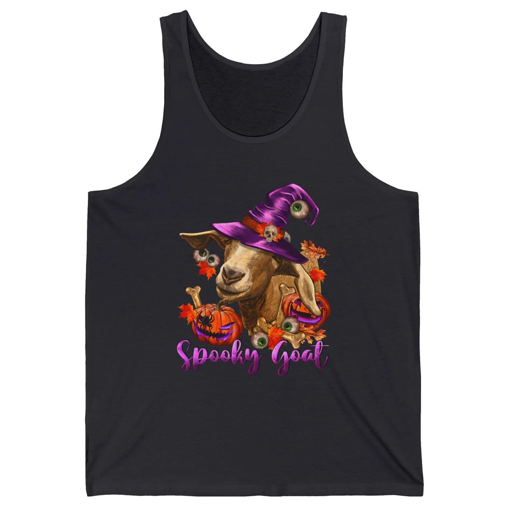 Funny Goat Witch Pumpkin Fall Leaves Halloween Goat Mom Unisex Jersey Tank