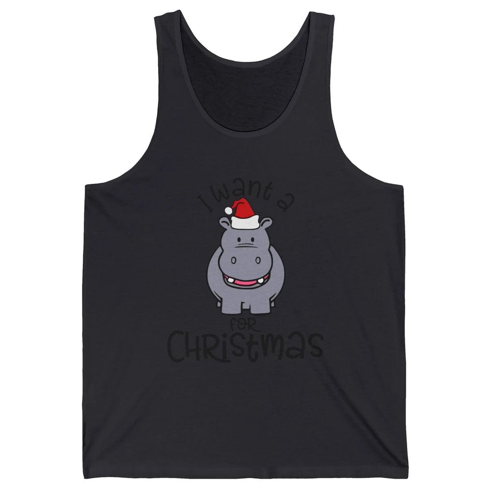 Funny I Want A Hippopotamus For Christmas Tree Hippo Santa Unisex Jersey Tank