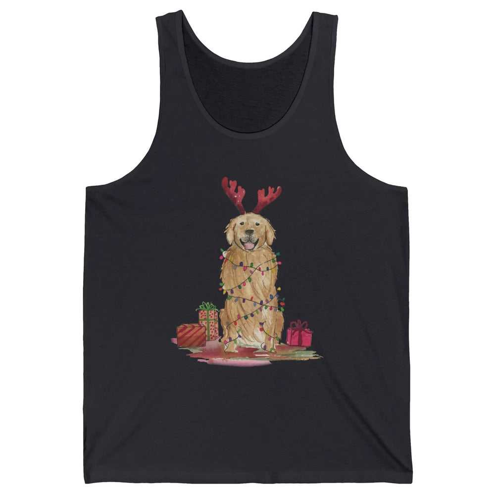 Santa Golden Retriever Reindeer Snowflake Christmas Costume Unisex Jersey Tank