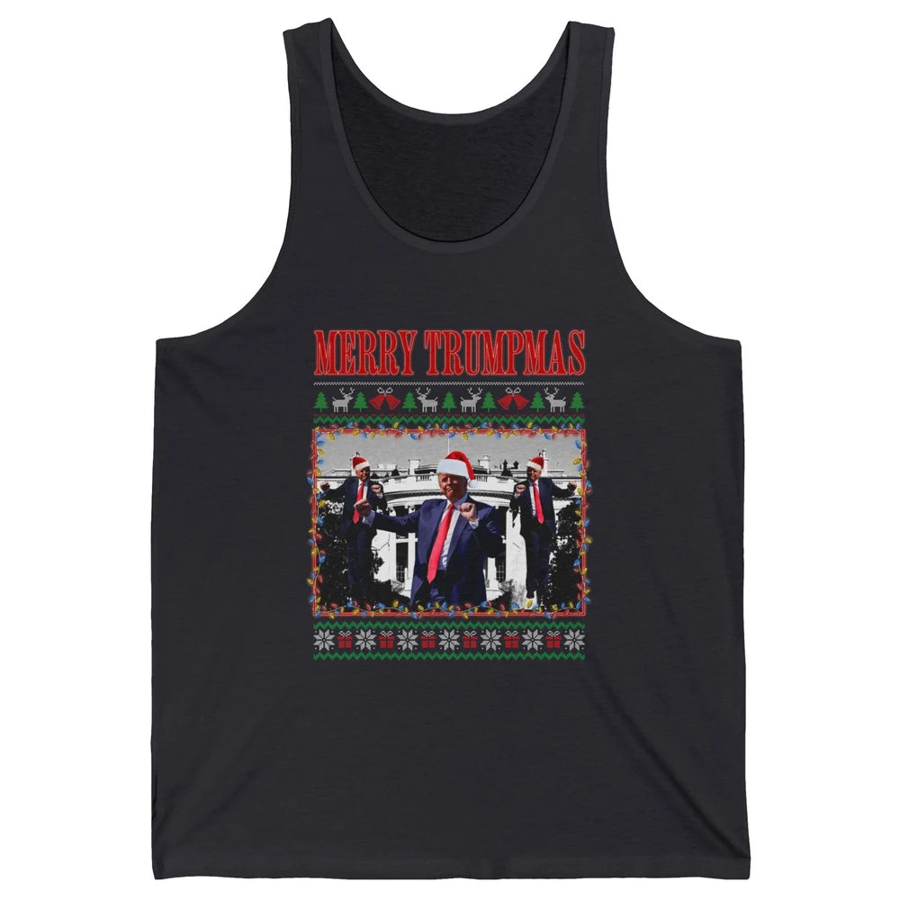 Funny Merry Trumpmas Christmas Donald Trump Santa Family Xmas President Republican Political Ugly Unisex Jersey Tank