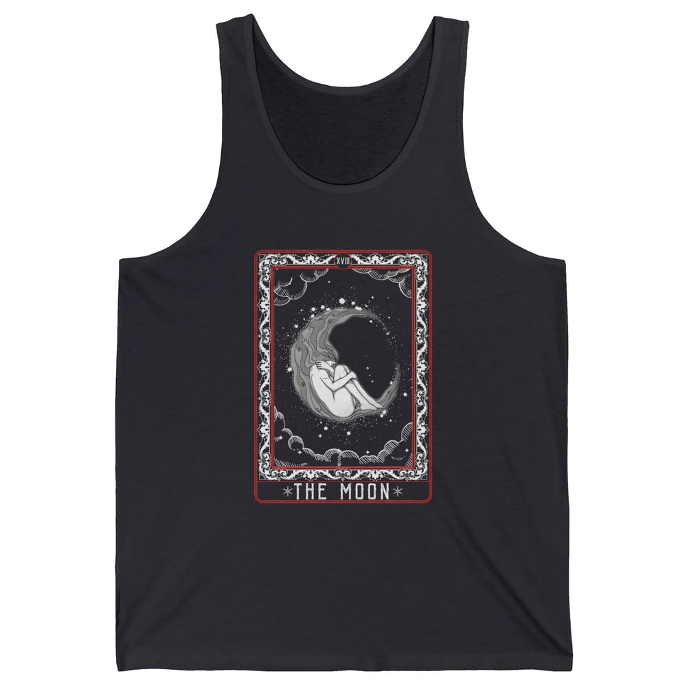 The Moon Tarot Card Fortune Teller Card Reader Goth Mystical Crescent Unisex Jersey Tank