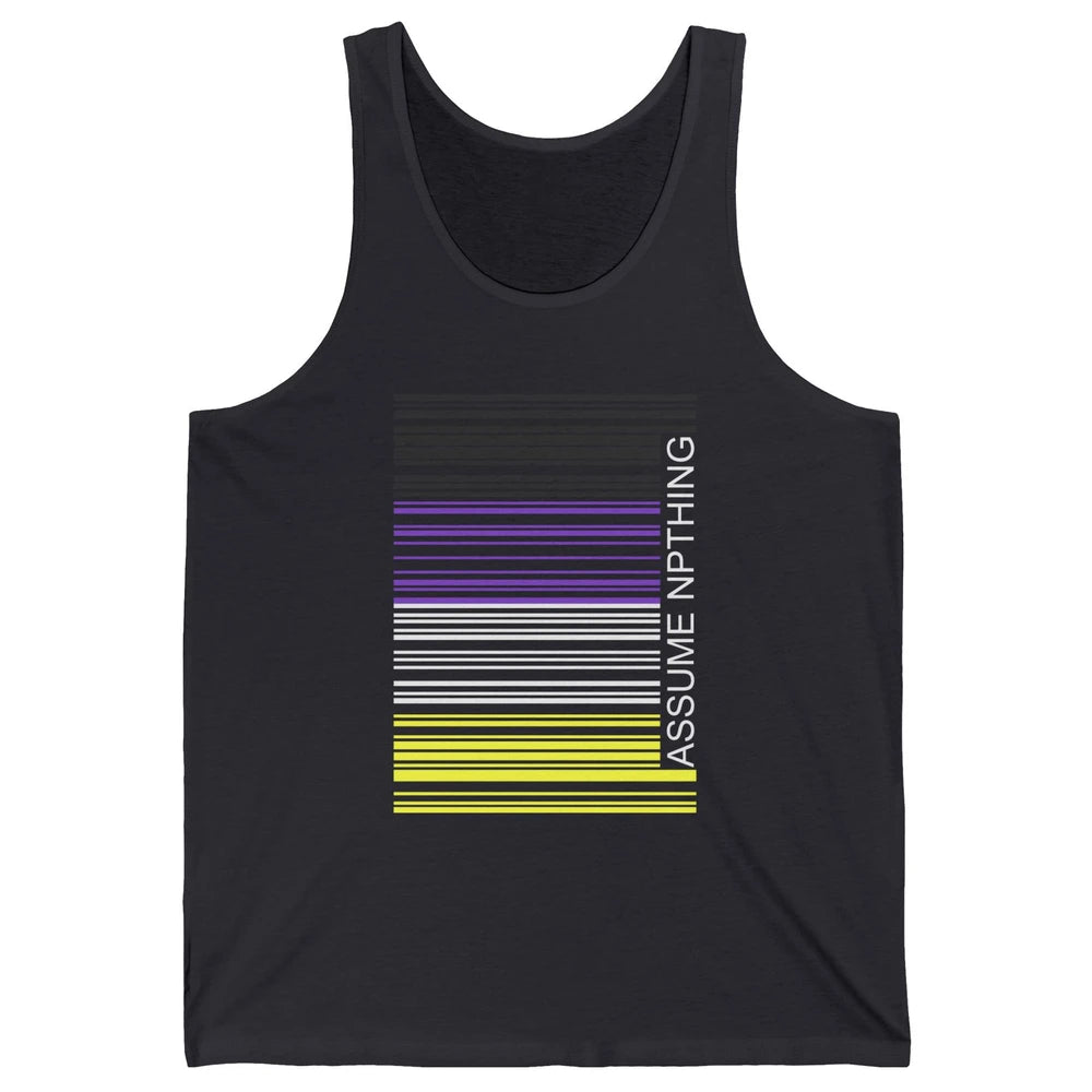 Assume Nothing Barcode Non Binary Genderqueer Pride Month Unisex Jersey Tank