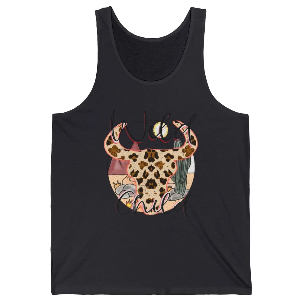 Boho Bull Skull Wild Child Desert Cactus Western Country Unisex Jersey Tank