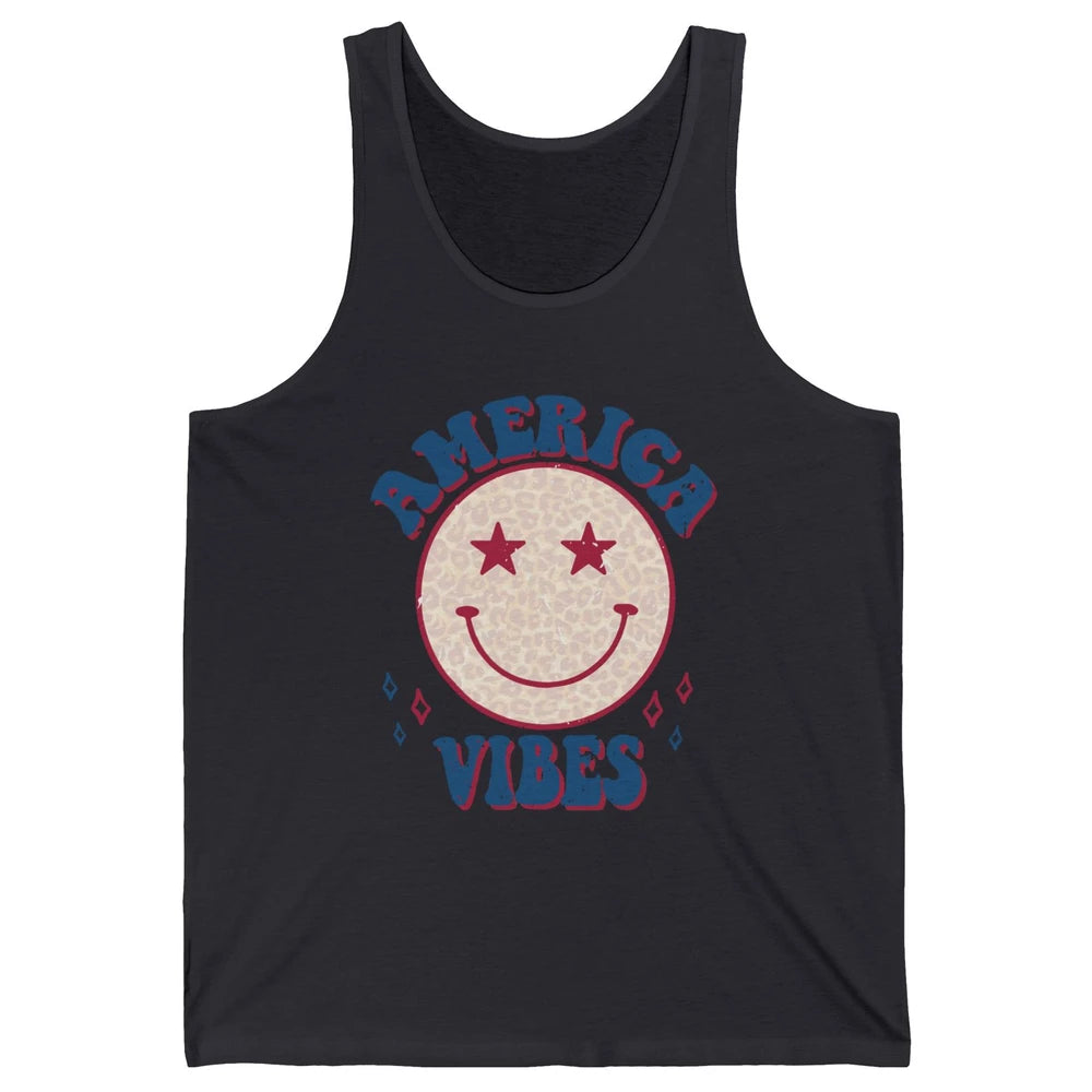 America Vibes Smile Patriotic 4th Of July Happy Face Summer Unisex Jersey Tank