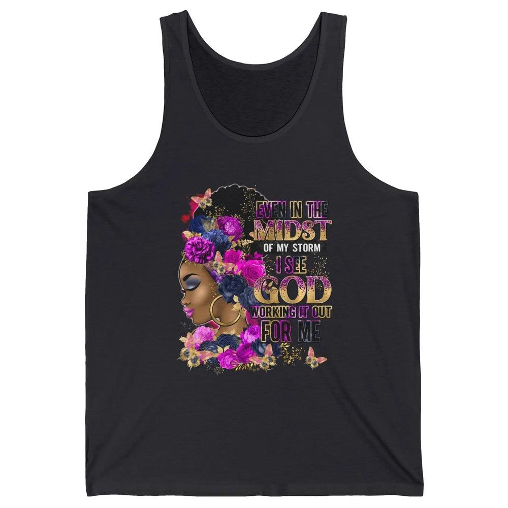 Black Girl In The Midst Of Storm Believe In God Christian Unisex Jersey Tank