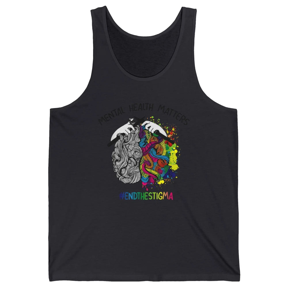 Brain Knitting Mental Health Matters Awareness Crochet Quilt Unisex Jersey Tank