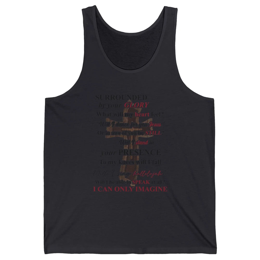 Wooded Jesus Cross Faith I Can Imagine Christian Religious Unisex Jersey Tank