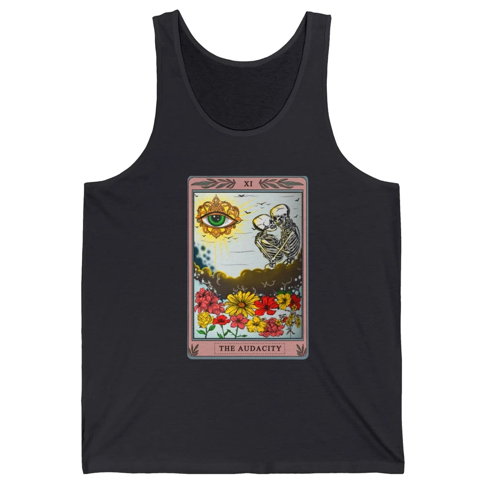 Retro Skeleton Riding Cloud The Audacity Tarot Card Rainbow Unisex Jersey Tank