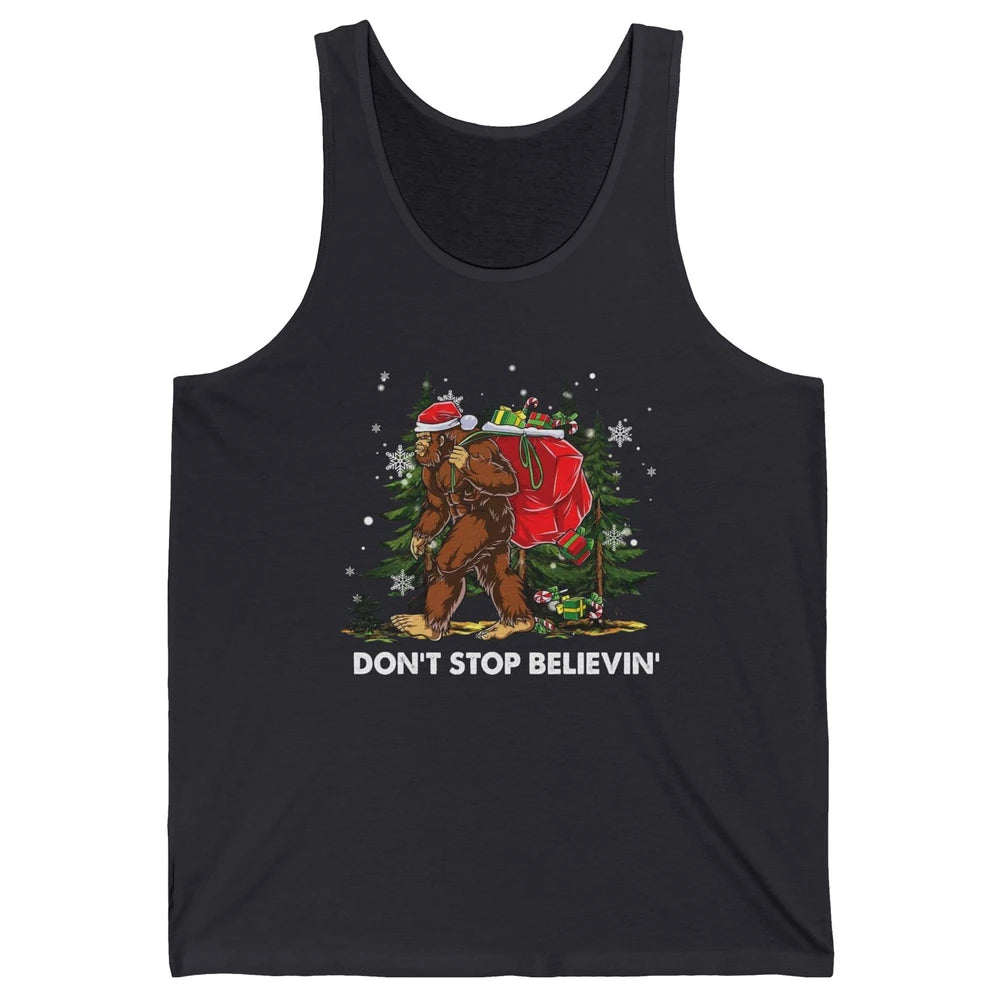 Funny Santa Bigfoot Don’t Stop Believing Christmas Tree Gift Unisex Jersey Tank