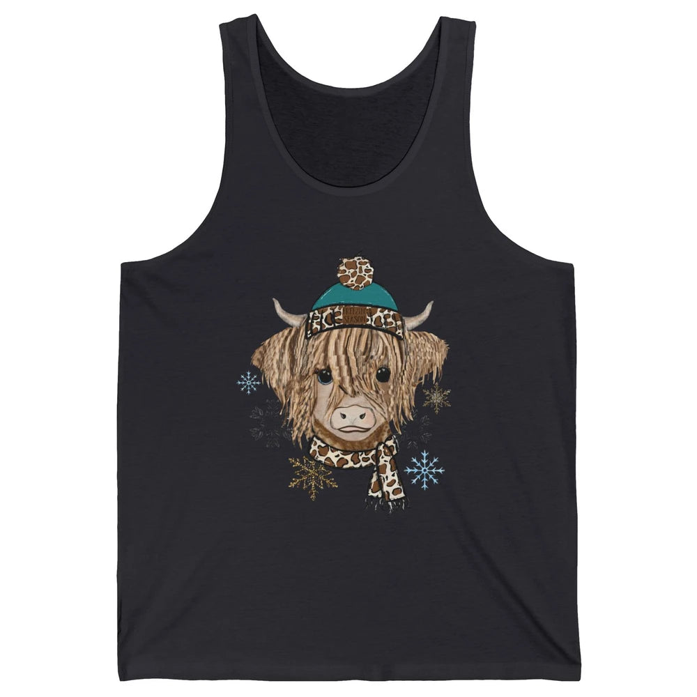 Baby Highland Cow I'm Freaking Freezing Christmas Winter Unisex Jersey Tank