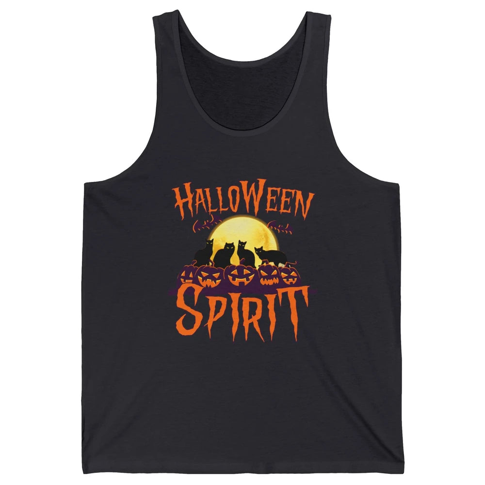 Black Cat Pumpkin Halloween Spirit Moon Night Cat Lover Gift Unisex Jersey Tank