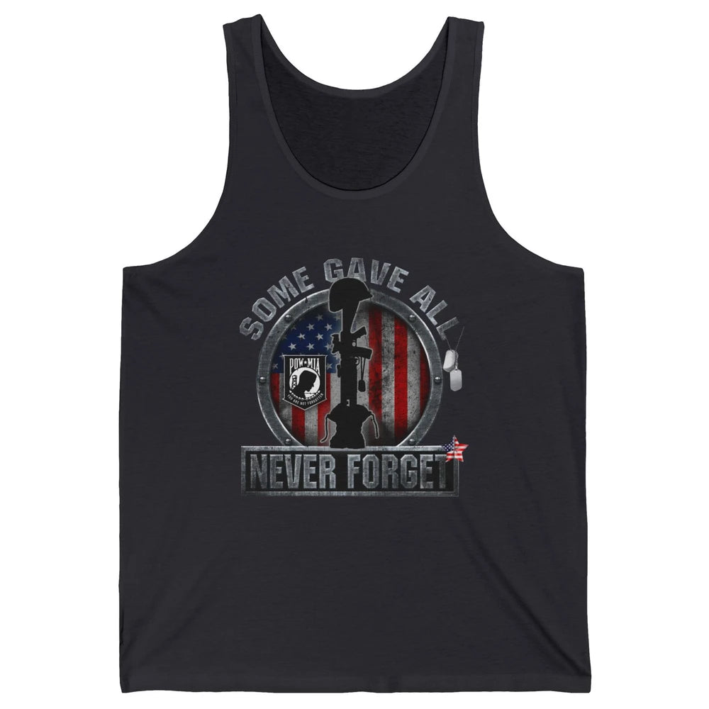 Retro US Veteran Some Gave All Never Forget Memorial Day Unisex Jersey Tank