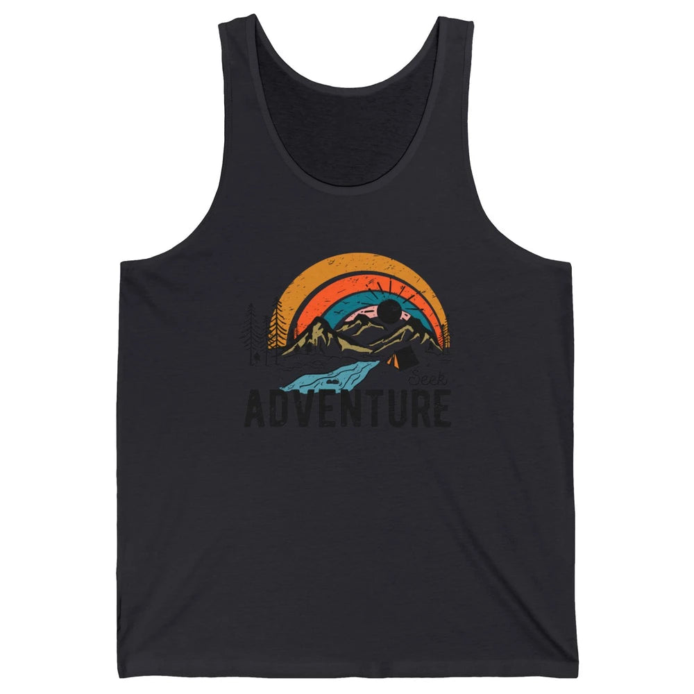 Vintage Mountain Sunrise Seek Adventure Camping Hiking Lover Unisex Jersey Tank