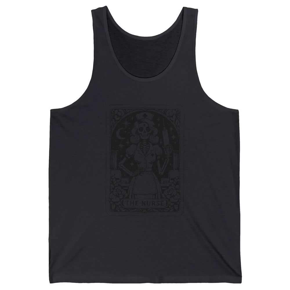 Retro Skeleton The Nurse Tarot Card Halloween Nursing Life Unisex Jersey Tank