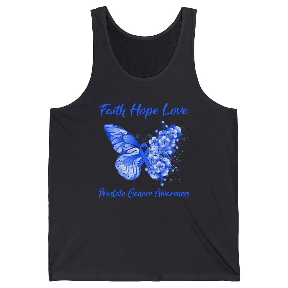 Butterfly Faith Hope Warrior Prostate Cancer Blue Ribbon Unisex Jersey Tank