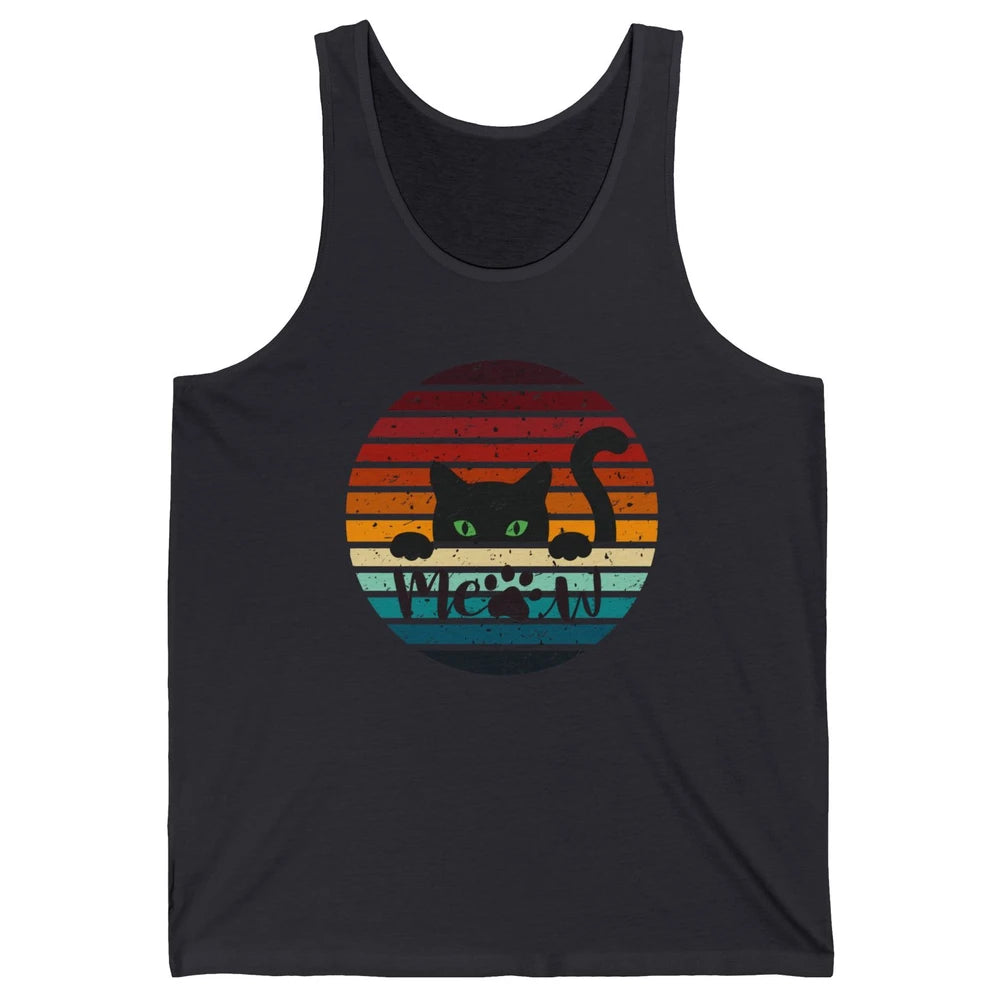 Vintage Black Cat Peeking Meow Cat Mom Cat Lady Gift Unisex Jersey Tank