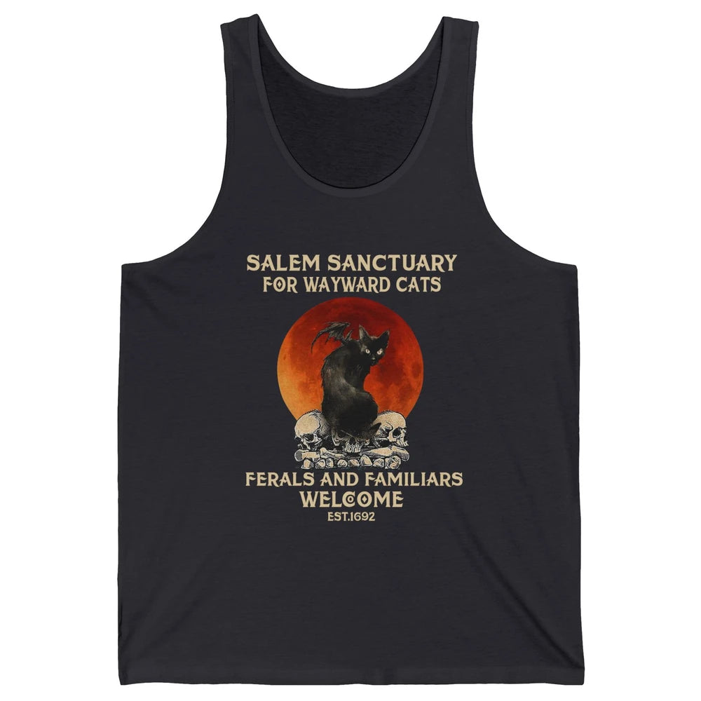 Witch Cat Salem Sanctuary Witch City Halloween Gothic Cat Unisex Jersey Tank