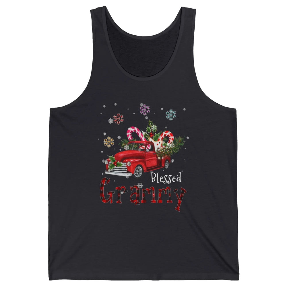 Merry Christmas Blessed Grammy Red Truck Xmas Grandma Retro Unisex Jersey Tank