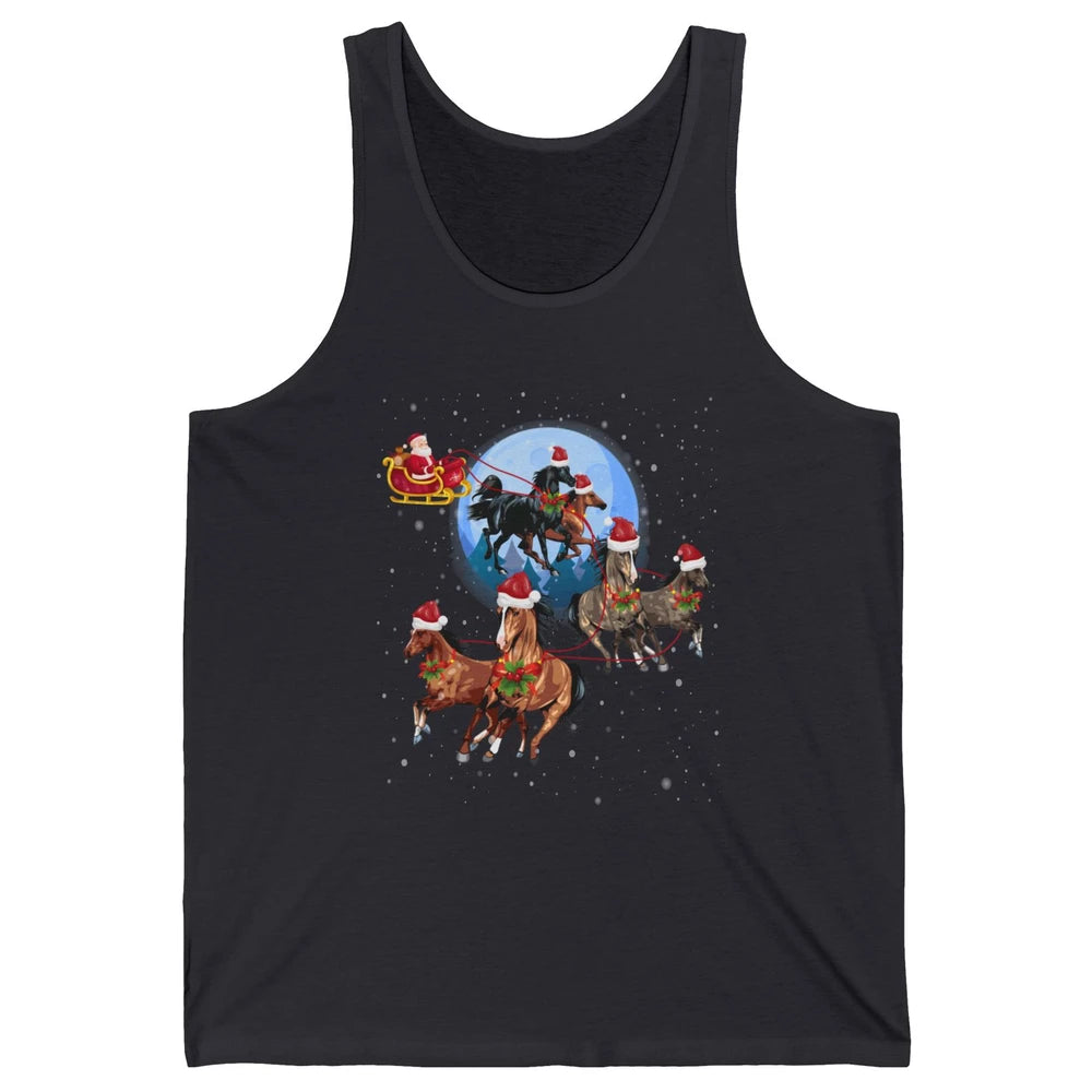 Merry Christmas Horse Drawn Sleigh Riding Santa Claus Xmas Unisex Jersey Tank