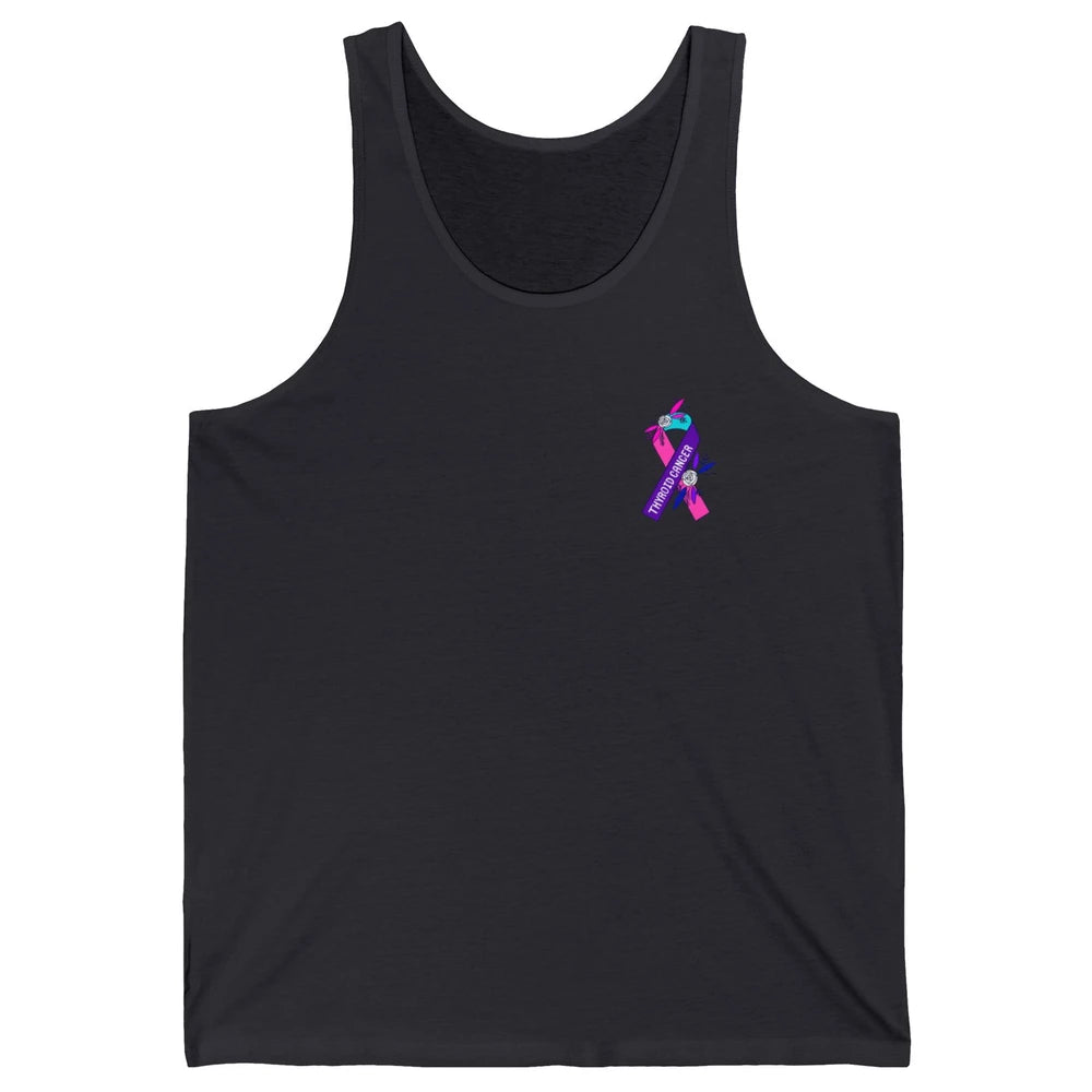 Thyroid Cancer Awareness Purple Pink Ribbon Pocket Size Gift Unisex Jersey Tank