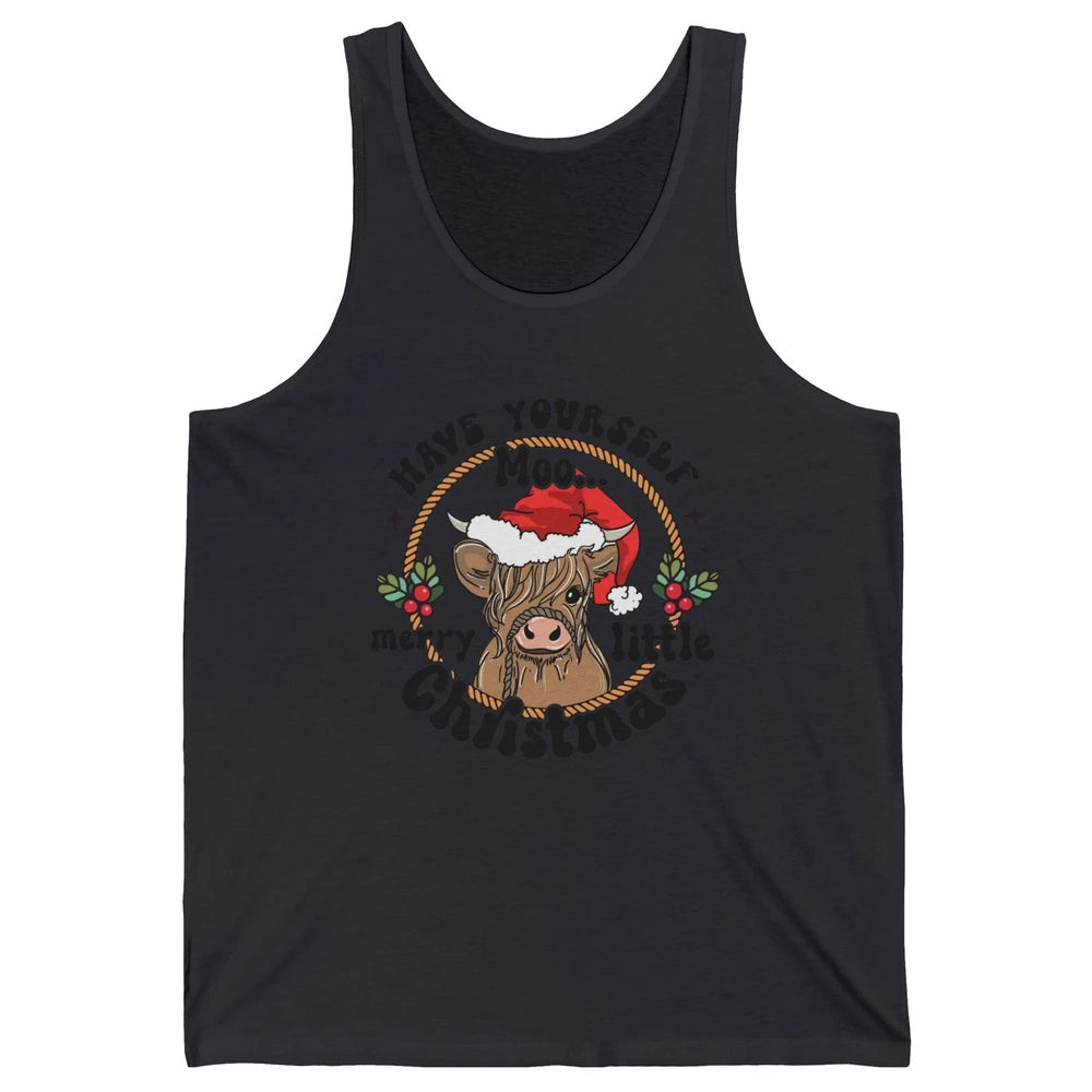 Have Yourself Merry Little Christmas Cow Santa Hat Xmas Gift Unisex Jersey Tank