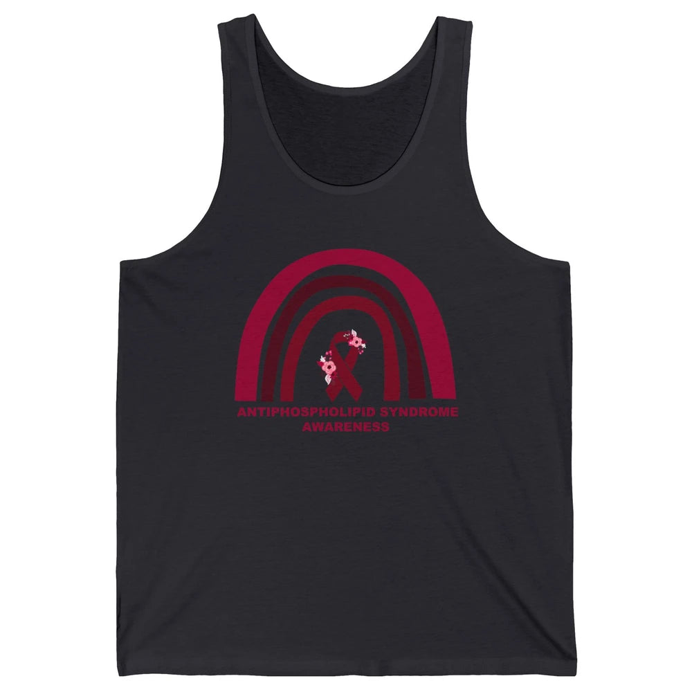 Antiphospholipid Syndrome Awareness APS Burgundy Rainbow Unisex Jersey Tank