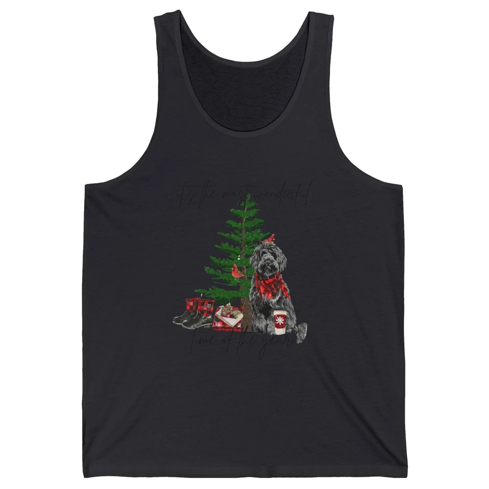 Black Golden Labradoodle Christmas Tree Most Wonderful Time Unisex Jersey Tank