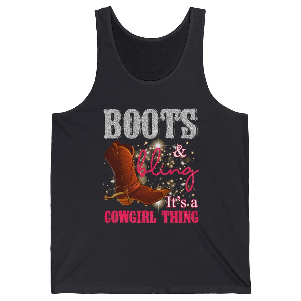 Western Country Cowgirl Thing Boots Bling Women Rodeo Cowboy Unisex Jersey Tank