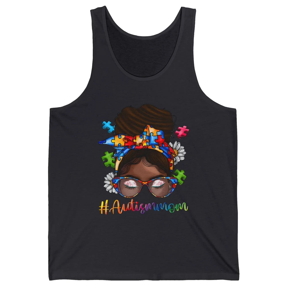 Autism Afro Mom Curly Hair American African Autism Awareness Unisex Jersey Tank