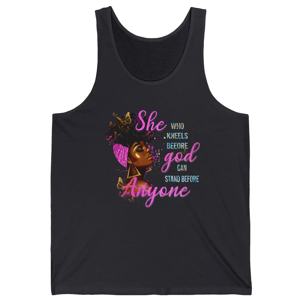 Black Girl She Who Kneels Before God Christian Afro Women Unisex Jersey Tank