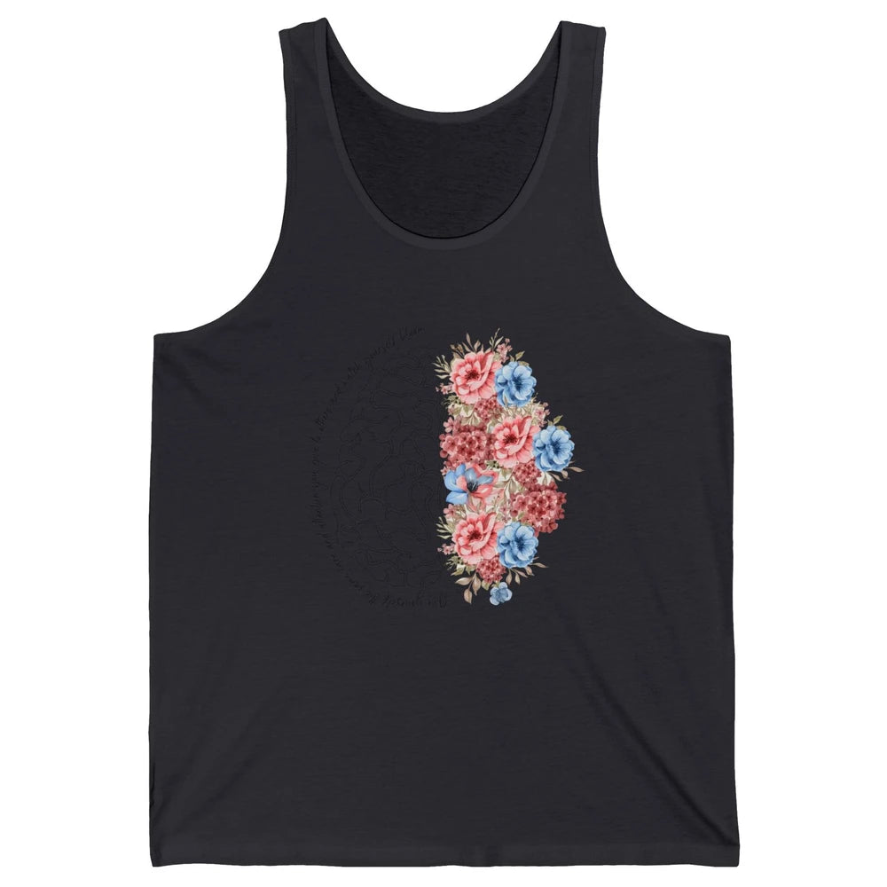 Brain Anatomy Nurse Blooming Flowers Nursing Anatomical Gift Unisex Jersey Tank