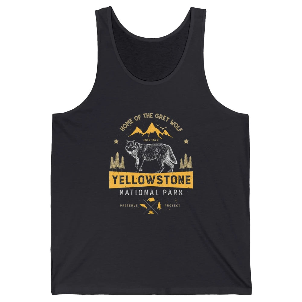 Yellowstone National Park Home Grey Wolf Vintage Wild Nature Unisex Jersey Tank